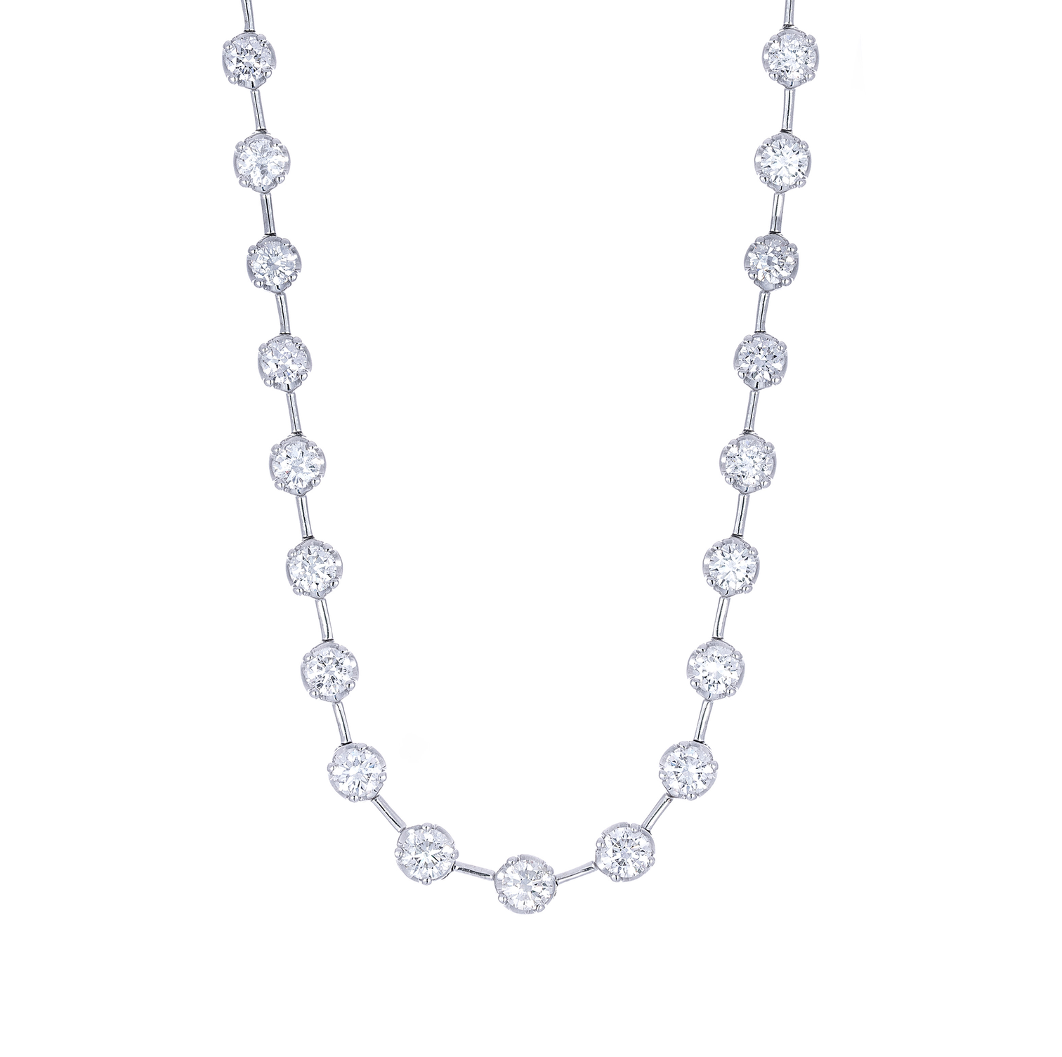 Sabel Collection White Gold Round Diamond Station Necklace